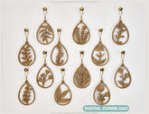 Egg Shape Earrings with Flowers Svg 12 styles Jewelry Pendant Tear Drop earrings laser cut Digital Download |#186| VectorPort