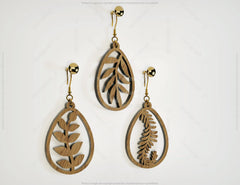 Egg Shape Earrings with Flowers Svg 12 styles Jewelry Pendant Tear Drop earrings laser cut Digital Download |#186|