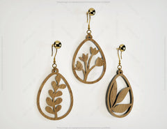 Egg Shape Earrings with Flowers Svg 12 styles Jewelry Pendant Tear Drop earrings laser cut Digital Download |#186|