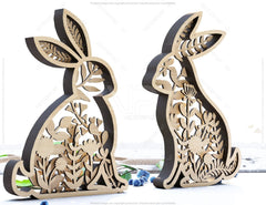 Easter Laser Cut Files Rabbits SVG layered bundle, Floral Bunny multilayer Digital Download |#U187| VectorPort