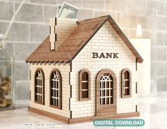 Wooden Plywood Piggy bank house money saving cash box Laser Cutting Home Digital Download |#U188| VectorPort