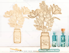 Personalized Standing Pot Flowers for Mom, Mother’s day gift laser cut SVG plan, Customizable Engraving Diy gift Digital Download |#188| VectorPort
