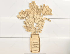 Personalized Standing Pot Flowers for Mom, Mother’s day gift laser cut SVG plan, Customizable Engraving Diy gift Digital Download |#188| VectorPort
