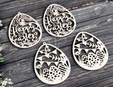 Easter Ornaments Laser Cut Files Egg SVG bundle, Floral 6 Elements Digital Download |#U190| VectorPort