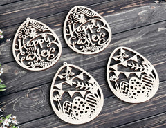 Easter Ornaments Laser Cut Files Egg SVG bundle, Floral 6 Elements Digital Download |#U190| VectorPort