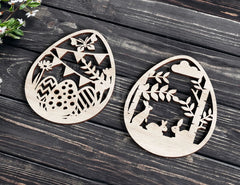 Easter Ornaments Laser Cut Files Egg SVG bundle, Floral 6 Elements Digital Download |#U190| VectorPort
