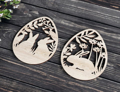 Easter Ornaments Laser Cut Files Egg SVG bundle, Floral 6 Elements Digital Download |#U190| VectorPort