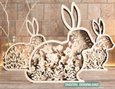 Multilayer Easter Laser Cut Files Rabbits SVG layered bundle, Floral Bunny Digital Download |#191| VectorPort