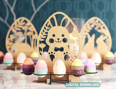 Easter Ornaments Egg Stand SVG bundle Bunny Egg Tray Holder stand Digital Download |#U191|