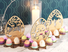 Easter Ornaments Egg Stand SVG bundle Bunny Egg Tray Holder stand Digital Download |#U191|