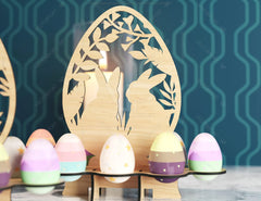 Easter Ornaments Egg Stand SVG bundle Bunny Egg Tray Holder stand Digital Download |#U191|