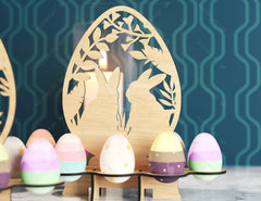 Easter Ornaments Egg Stand SVG bundle Bunny Egg Tray Holder stand Digital Download |#U191| VectorPort