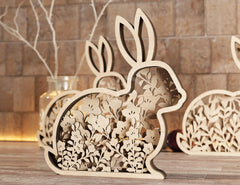 Multilayer Easter Laser Cut Files Rabbits SVG layered bundle, Floral Bunny Digital Download |#191| VectorPort
