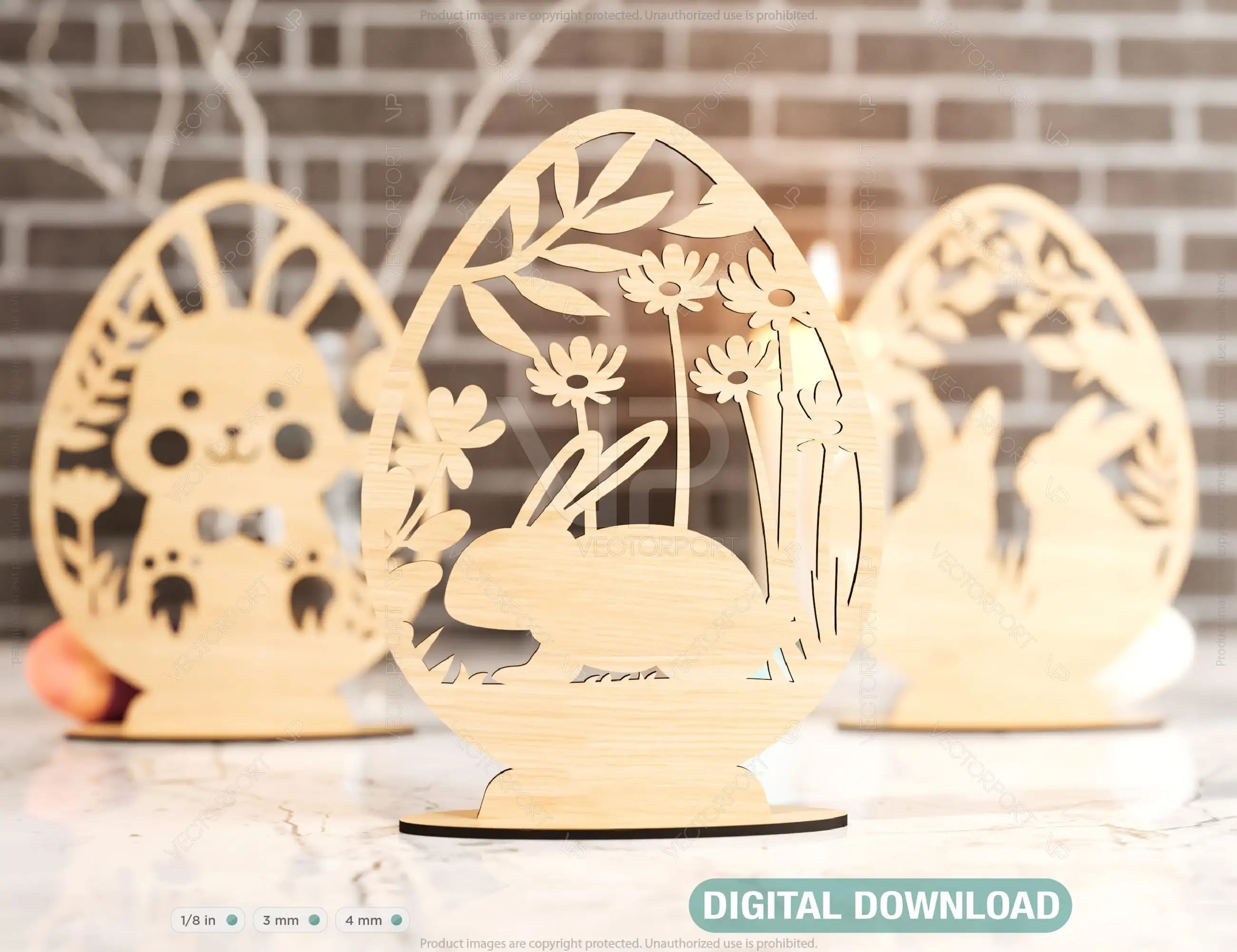 Standing Easter Egg Ornaments Laser Cut Files Egg SVG bundle 3 Elements Digital Download |#U192| VectorPort