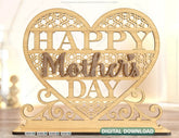 Standing Heart Shape Happy Mother’s Day Gift for Mom, Mother’s day gift laser cut SVG plan, Diy gift Digital Download |#192| VectorPort