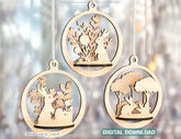 Bauble Wood 3D Laser Cut Easter Ornament Round Design set Hanging Bunny Decorations SVG Digital Download |#194| VectorPort