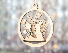 Bauble Wood 3D Laser Cut Easter Ornament Round Design set Hanging Bunny Decorations SVG Digital Download |#194| VectorPort