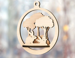 Bauble Wood 3D Laser Cut Easter Ornament Round Design set Hanging Bunny Decorations SVG Digital Download |#194| VectorPort