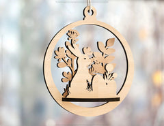 Bauble Wood 3D Laser Cut Easter Ornament Round Design set Hanging Bunny Decorations SVG Digital Download |#194| VectorPort