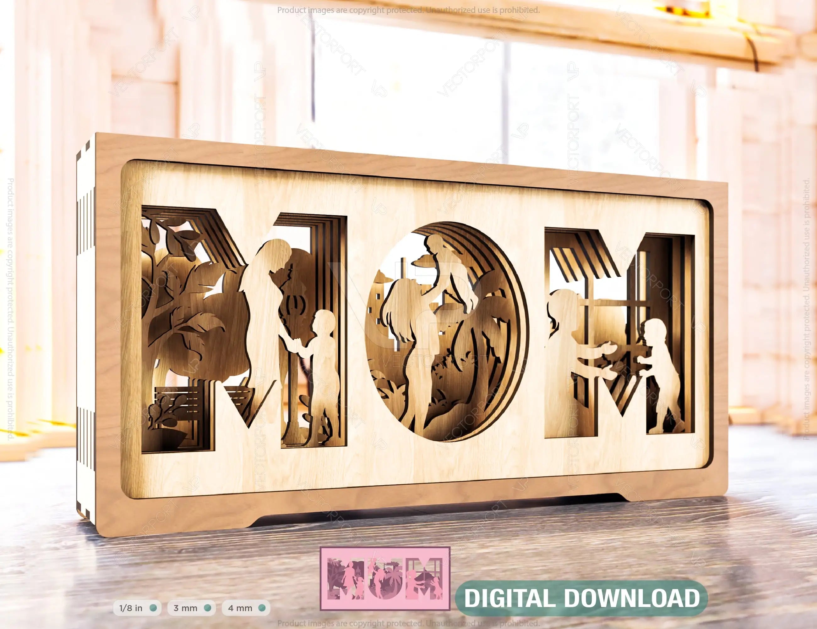 Mom and Son Multilayer Standing Shape Happy Mother’s Day Gift for Mom, Shadow box SVG plan, Diy gift Digital Download |#197| VectorPort