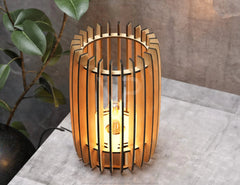 Decorative Modern Cylinder Table Wooden Lamp Laser Cut Desk Lamp Vector plans Digital Download SVG DXF |#198| VectorPort