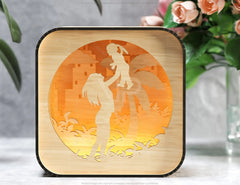 Mother’s Day Gift Wooden Led Night Lamp Mom & Daughter Scene Multilayer Shadowbox Laser Cut Lampshade Table Lamp Digital Download |#199| VectorPort
