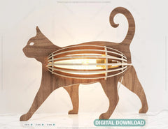 Decorative Cat Shaped Table Wooden Lamp Laser Cut Desk Lamp Vector plans Digital Download SVG DXF |#U200| VectorPort