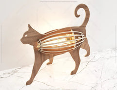 Decorative Cat Shaped Table Wooden Lamp Laser Cut Desk Lamp Vector plans Digital Download SVG DXF |#U200| VectorPort