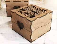 Ring Box Heart Pattern Decorative Wooden Gift box laser cut Jeweler case Wedding Birthday Valentine Gift Box Digital Download |#200| VectorPort