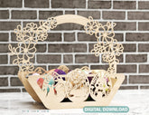 Decorative Laser Cut Wooden Easter Basket Laser cut Egg Bowl SVG files cnc template laser cut Digital Download |#U201|