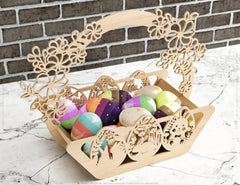 Decorative Laser Cut Wooden Easter Basket Laser cut Egg Bowl SVG files cnc template laser cut Digital Download |#U201|