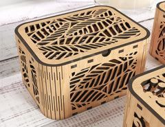 Decorative Wooden box with Flowers & Leaves Pattern laser cut file Jeweler case Wedding Birthday box Mother’s Day Gift Box Digital Download |#201|