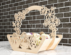 Decorative Laser Cut Wooden Easter Basket Laser cut Egg Bowl SVG files cnc template laser cut Digital Download |#U201|