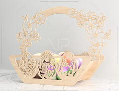 Decorative Laser Cut Wooden Easter Basket Laser cut Egg Bowl SVG files cnc template laser cut Digital Download |#U201|