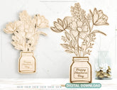 Personalized Standing Pot Flowers for Mom, Mother’s day gift laser cut SVG plan, Customizable Engraving Diy gift Digital Download |#U202| VectorPort