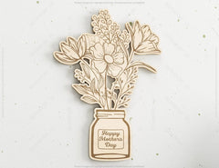 Personalized Standing Pot Flowers for Mom, Mother’s day gift laser cut SVG plan, Customizable Engraving Diy gift Digital Download |#U202| VectorPort