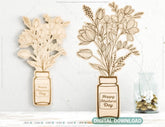 Personalized Standing Pot Flowers for Mom, Mother’s day gift laser cut SVG plan, Customizable Engraving Diy gift Digital Download |#U203| VectorPort