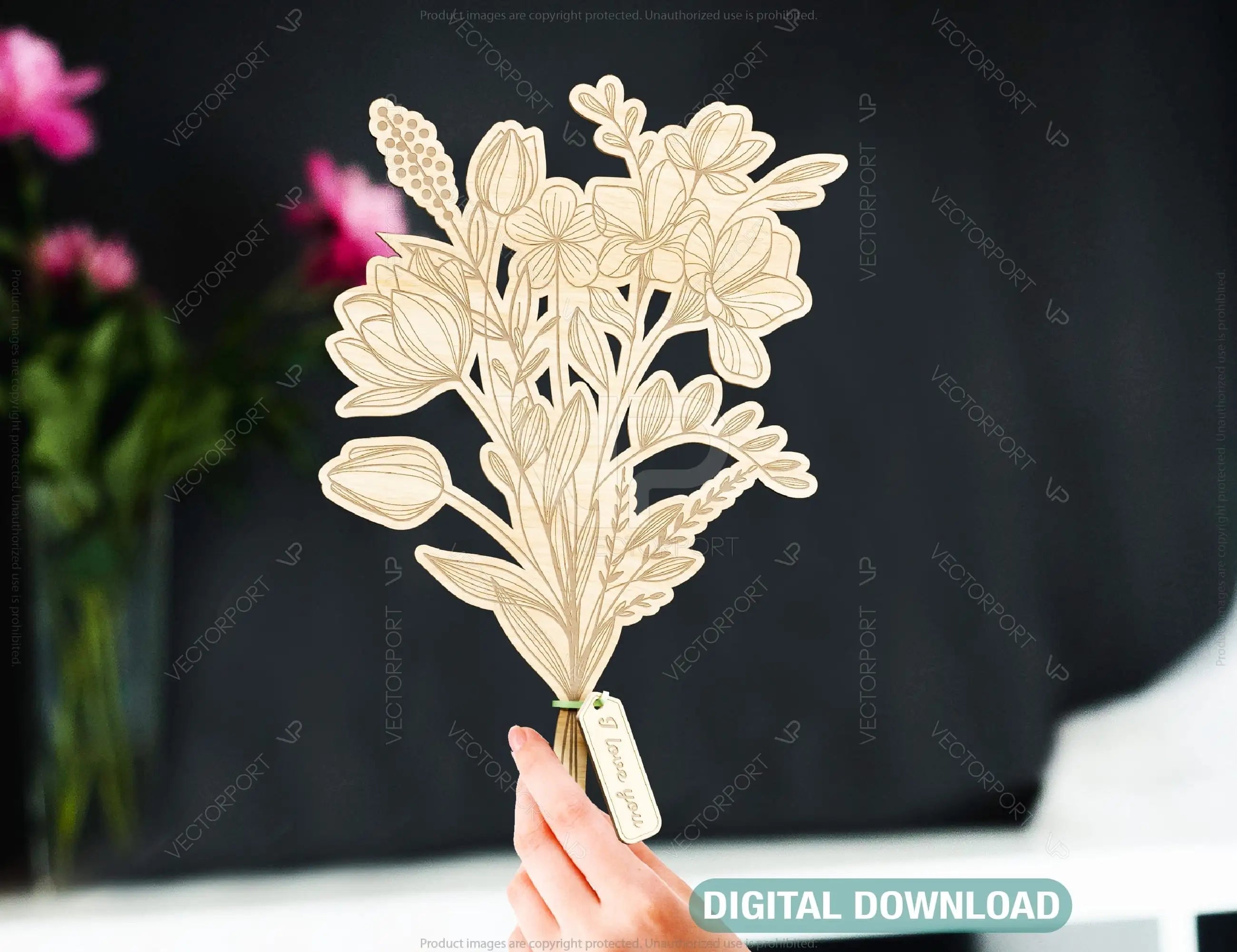 Personalized Flowers for Mom, Mother’s day gift laser cut SVG plan, Customizable Engraving Diy gift Digital Download |#U204| VectorPort