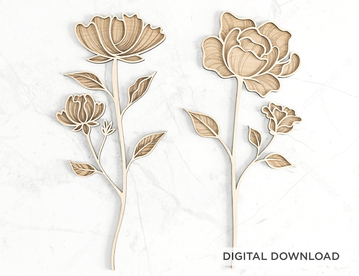 Engraved Flowers for Her, Mother’s day gift, Valentine day gift laser cut SVG plan, Diy gift Digital Download |#U205|