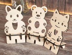 Phone Stand Cute Bear Cat & Dog Laser Cut Mobile Stand Cell Phone Holder Digital Download SVG |#205|