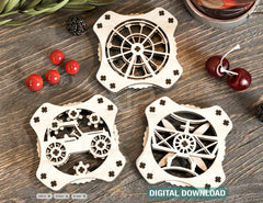 Coaster Mechanical Laser Cut Plane Car Carousel Tea Coffee Cup Mat Pad Placemat Tableware Digital Download |#206| VectorPort