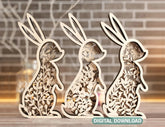 Easter Laser Cut Files Rabbits SVG layered bundle, Floral Bunny multilayer Digital Download |#U207| VectorPort