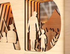 Multilayer Standing Dad and Son 3D Happy Father’s Day Gift for Dad, Shadow box SVG plan, Diy gift Digital Download |#207| VectorPort