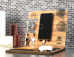Personalized Fathers Day Gift , Phone Charging Station, Personal Items Table organizer, Wood Docking Station Digital Download |#208| VectorPort