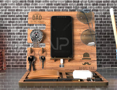 Personalized Fathers Day Gift , Phone Charging Station, Personal Items Table organizer, Wood Docking Station Digital Download |#208| VectorPort