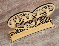 Standing Heart Shape Happy Mother’s Day Gift for Mom, Mother’s day gift laser cut SVG plan, Diy gift Digital Download |#U208| VectorPort