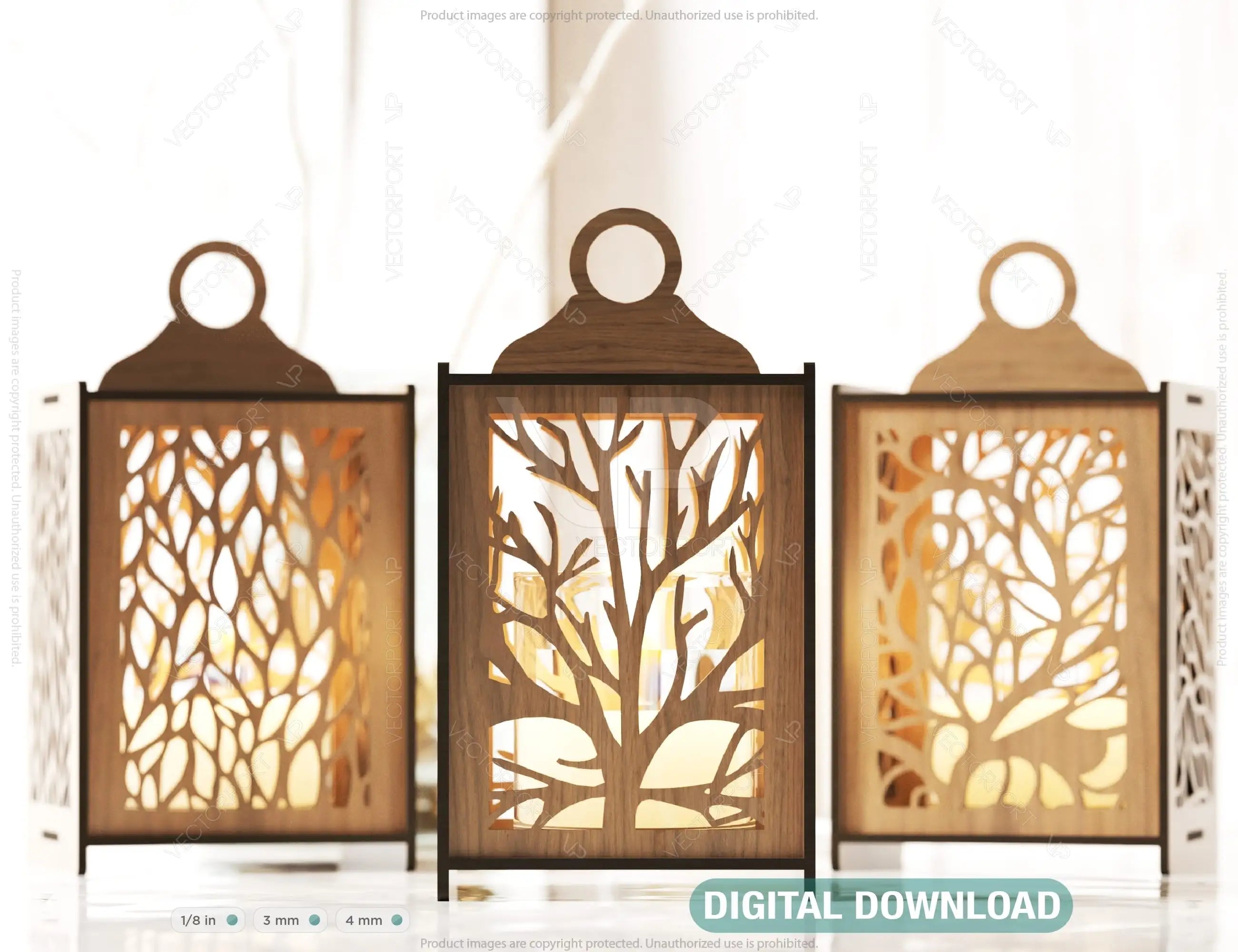 Wooden Hanging Decoration Lantern Laser Cut Night Light Lampshade Table Candle Holder SVG |#U209| VectorPort
