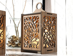 Wooden Hanging Decoration Lantern Laser Cut Night Light Lampshade Table Candle Holder SVG |#U209|