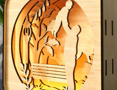 Father’s Day Gift Wooden Led Night Lamp Dad & Son Scene Multilayer Shadowbox Laser Cut Lampshade Table Lamp Digital Download |#209| VectorPort