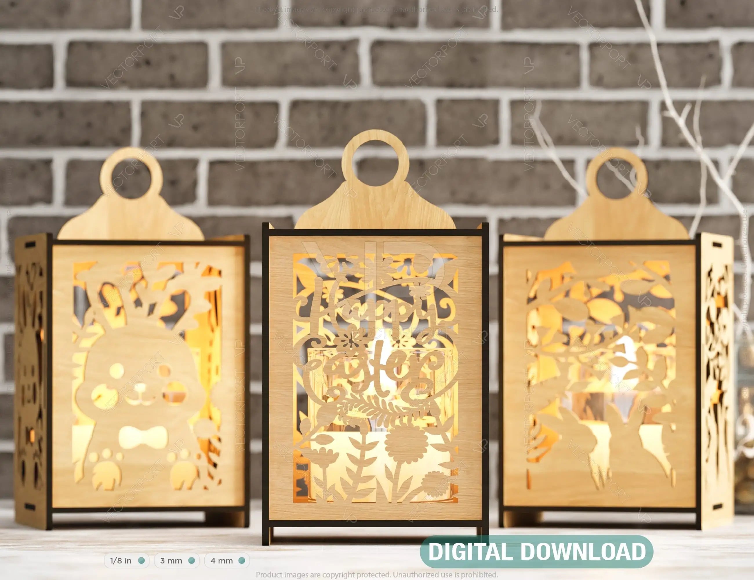 Easter Lamp Candle Holder Ornaments Light Bunny Opener Lantern Decoration Table Digital Download |#U210| VectorPort
